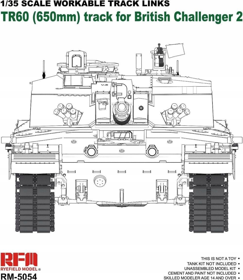 Housenka TR60 (650 mm) pro britský Challenger 2 1:35 Rye Field