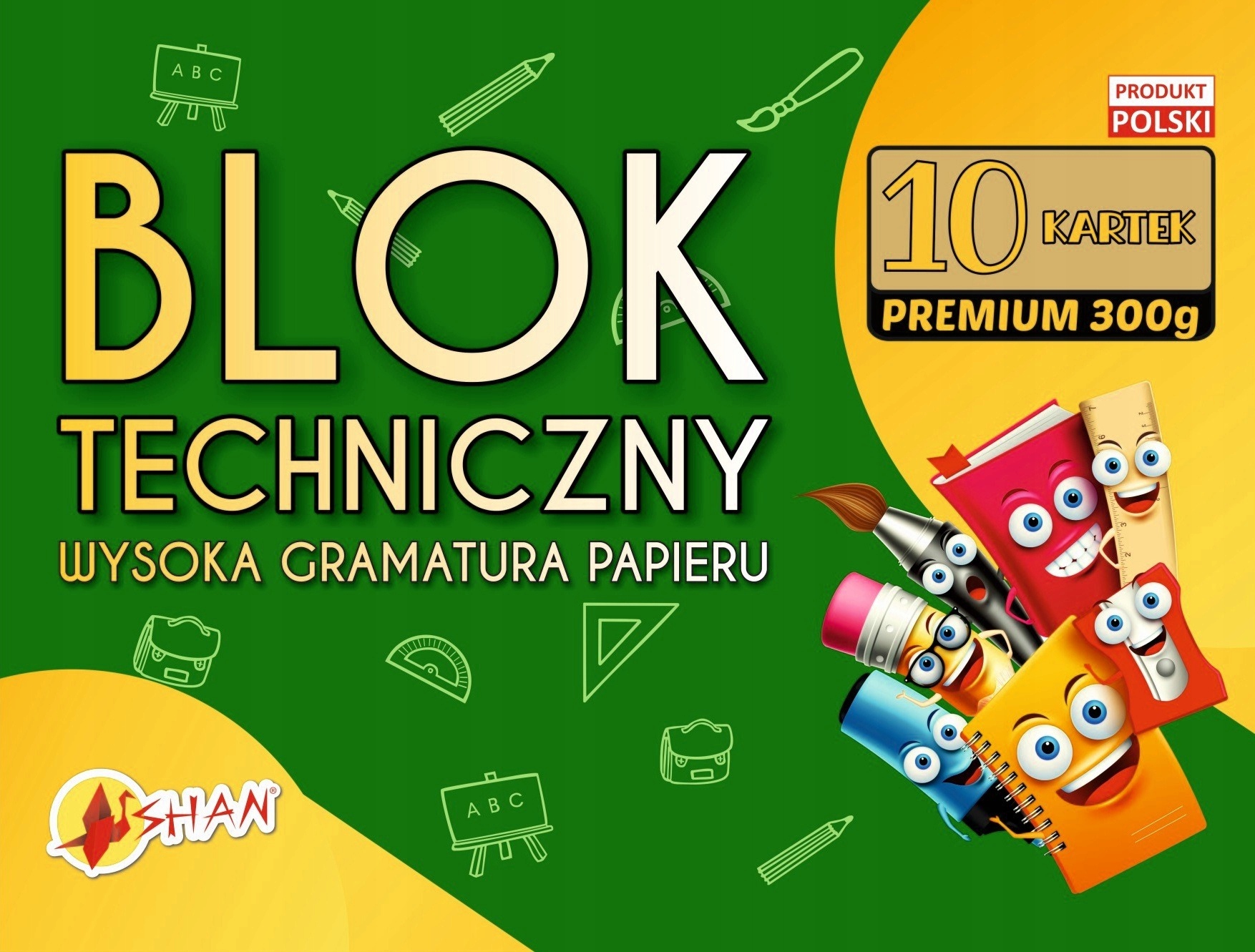 Blok techniczny biały A4 10 ark 300g PREMIUM Shan
