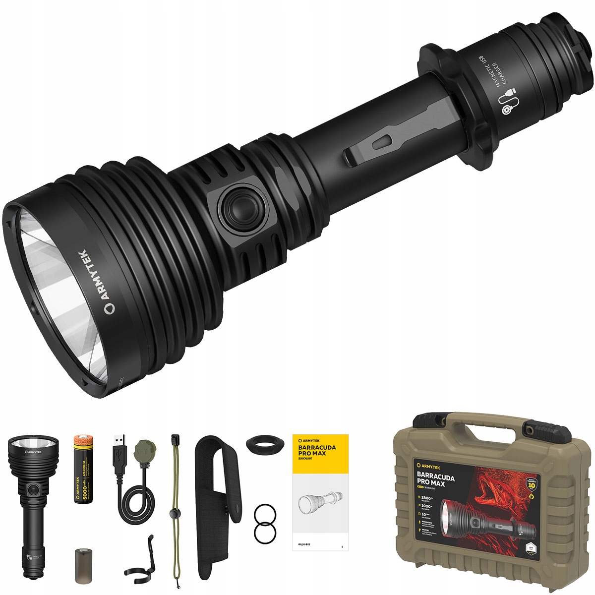 Taktická svítilna Reflektor Armytek Barracuda Pro Max Usb White 2800 lumenů
