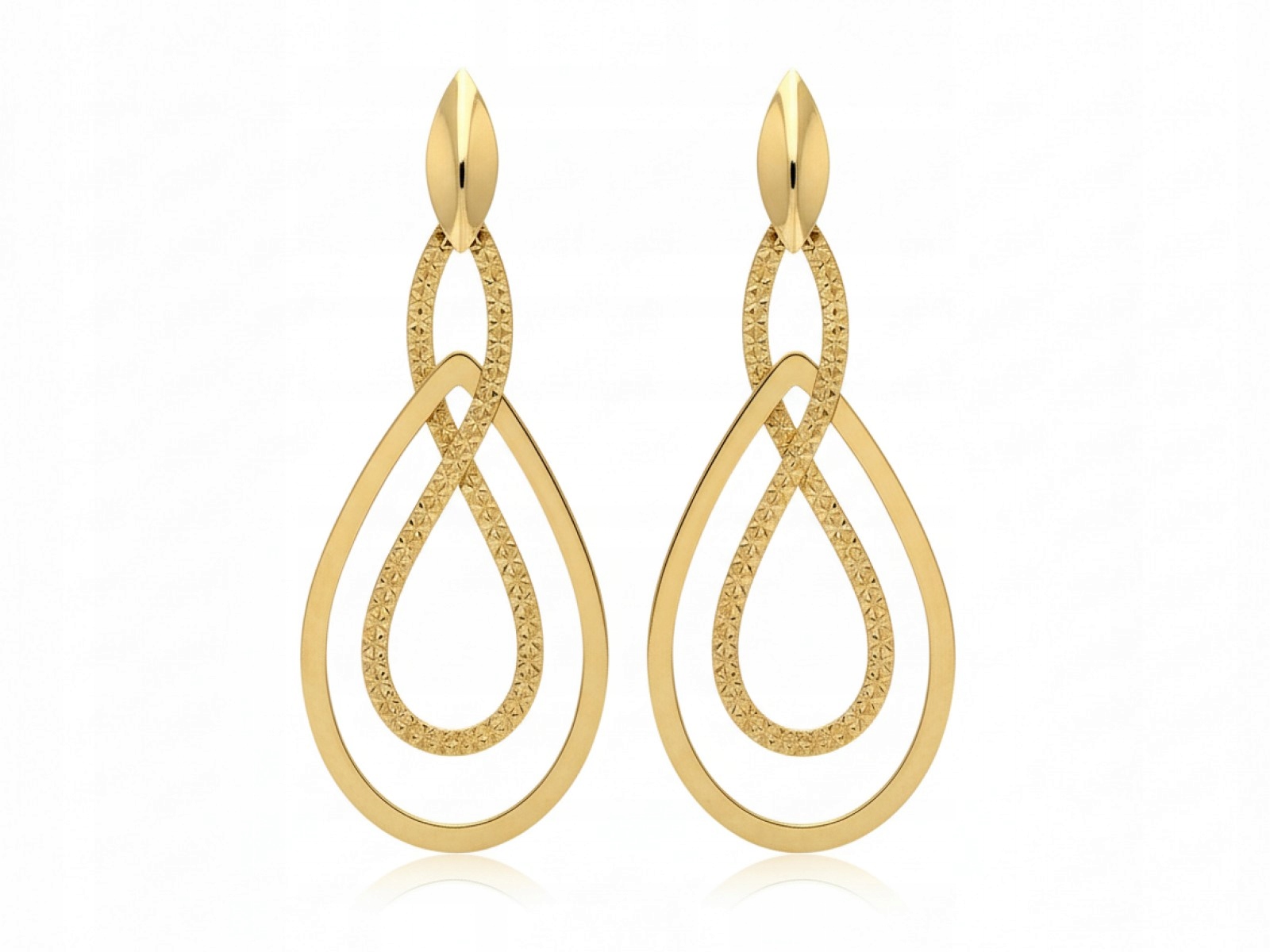 Zlaté náušnice pro ženu 585, visící na tyči, elegantní, módní, 14kt