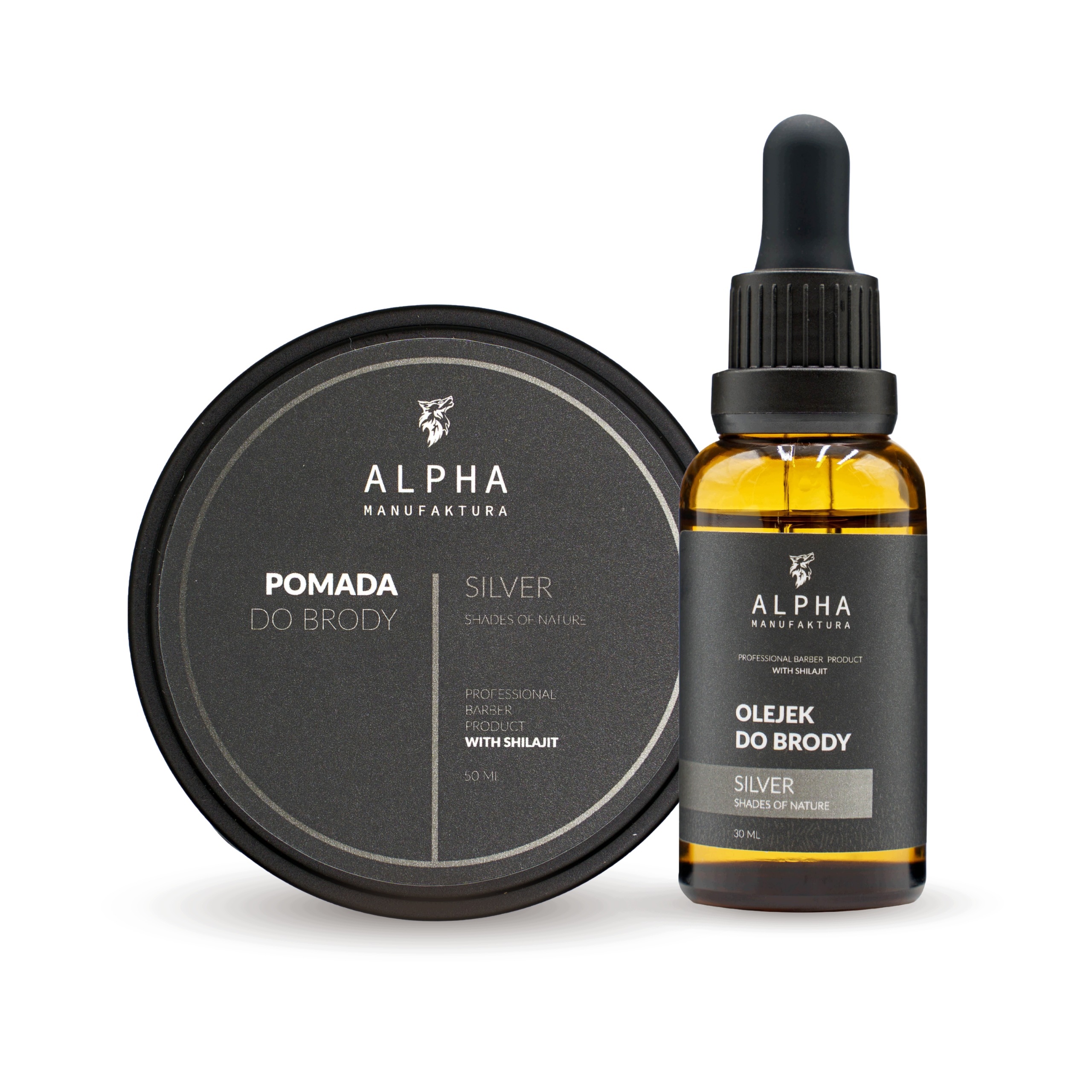 Zestaw do Brody Silver Pomada 50ml Olejek 30ml Alpha Manufaktura Shilajit