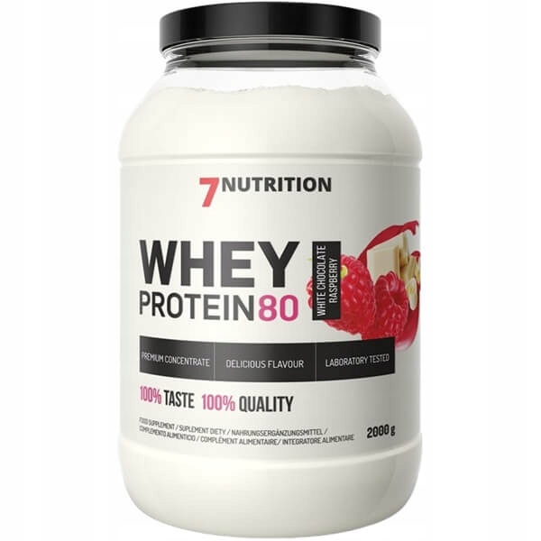 7Nutrition Whey Protein 80 Wpc protein 2000 g bílá čokoláda-malina