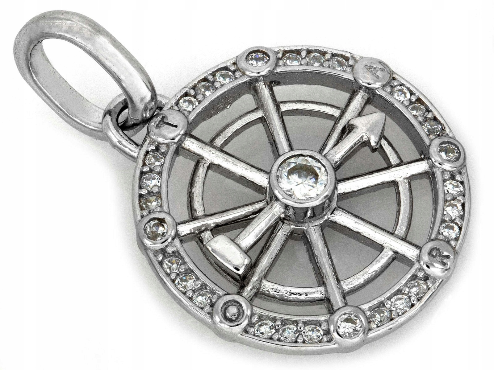Stříbrný přívěsek 925 s zirkony busola kompas 2.19 g, elegantní šperky