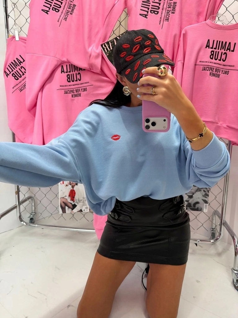 Mikina Kiss Ústa La Milla Premium Modrá Vel Univerzální