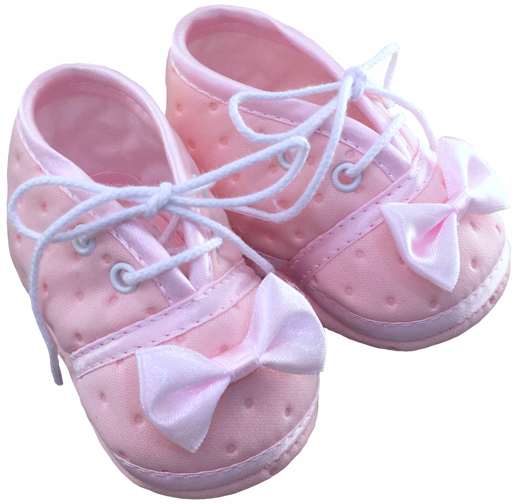 BUCIKI różowe pikowane kropki kokardki 10 cm