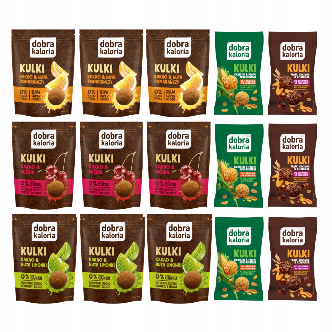 Zestaw Dobra Kaloria Kulki mocy i śniadaniowe MIX smaków 15 szt.