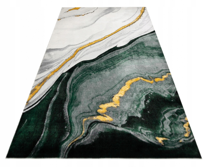 Dywan Emerald Fala butelkowa zieleń złoty 160x220
