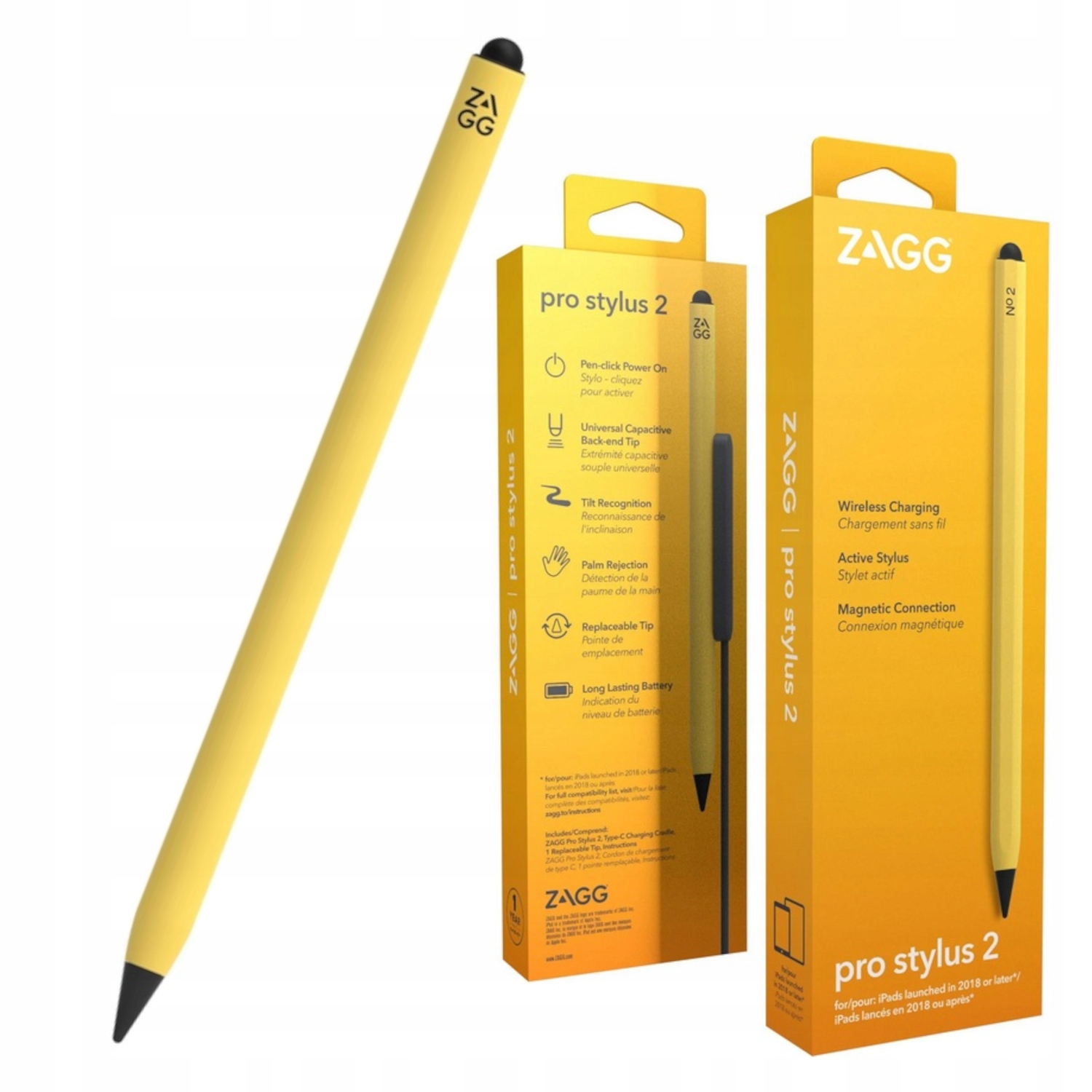 Zagg Pro Stylus2 magnetický dotykové pero pro Apple iPad nabíječka žlutá