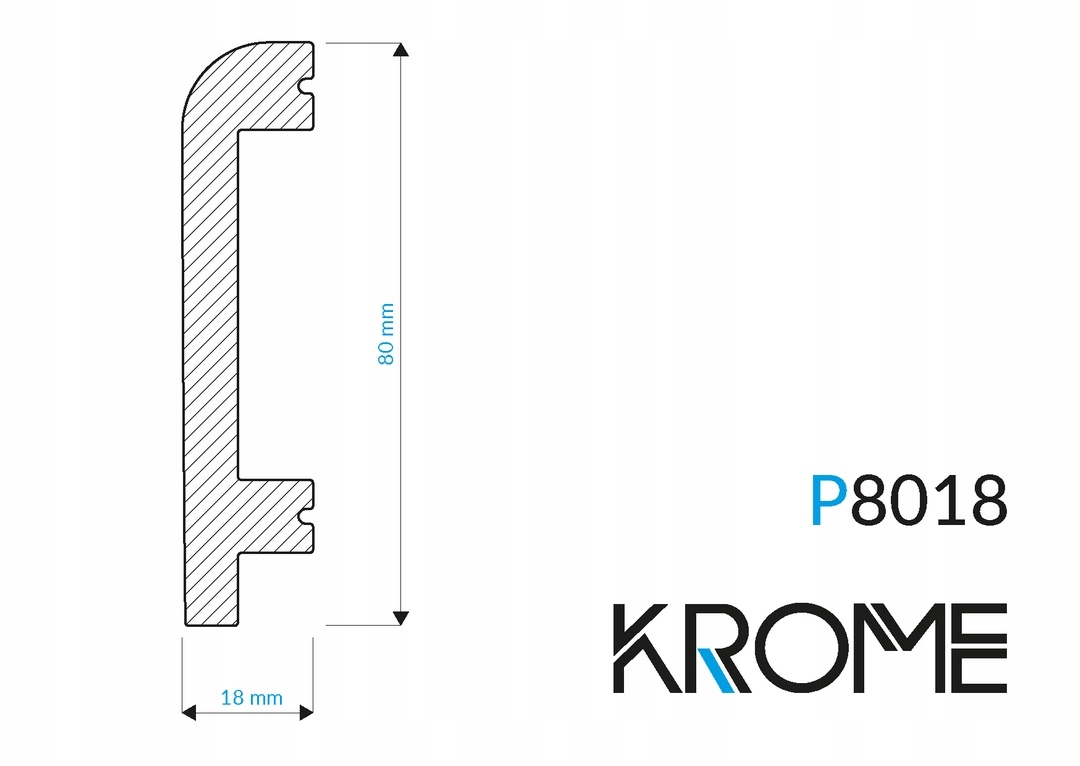 Listwa przypodłogowa biała 18x80x2400mm Kod producenta P8018