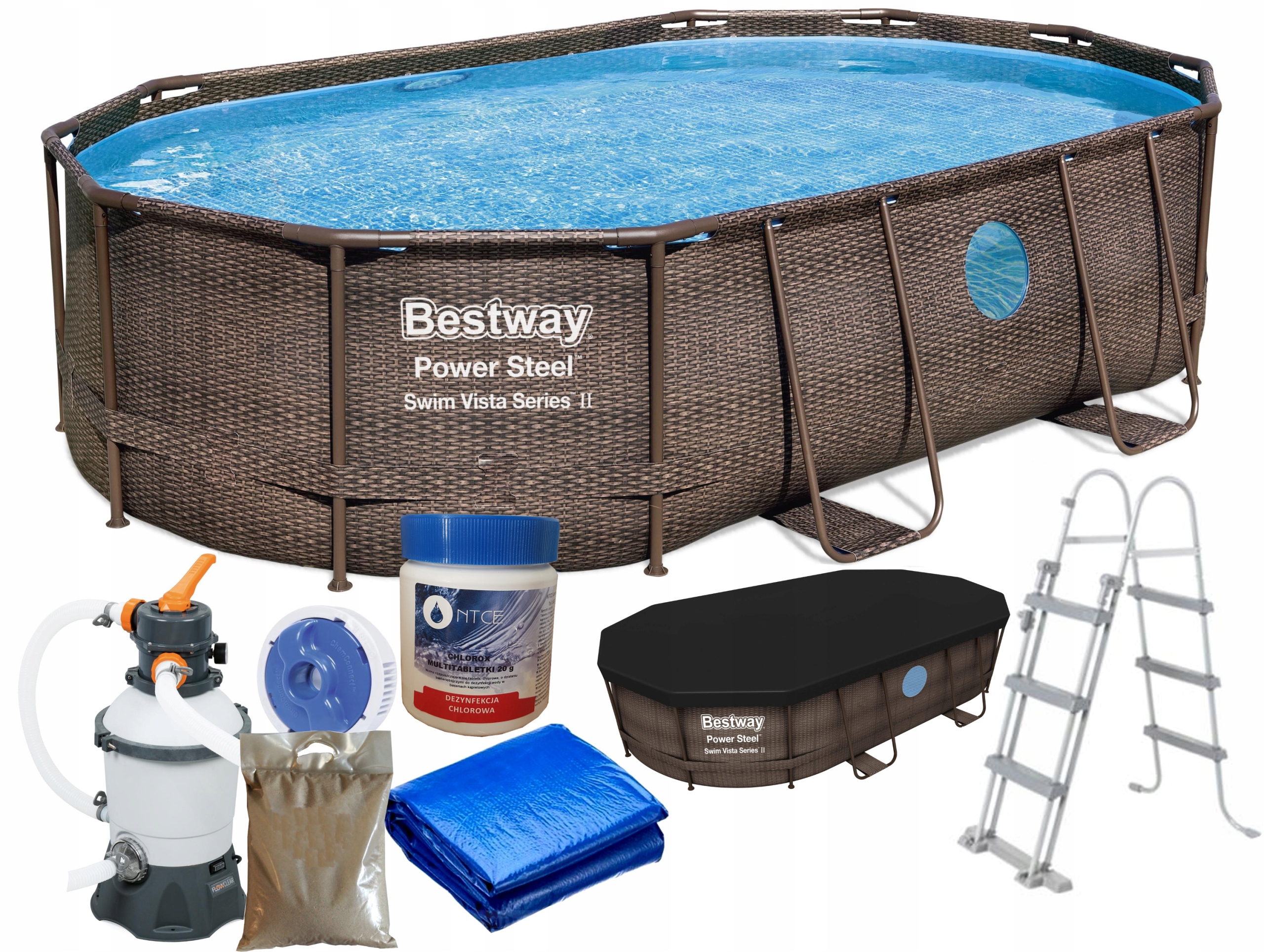 

Bestway 56946 10w1 Basen Stelażowy 488x305x107 cm