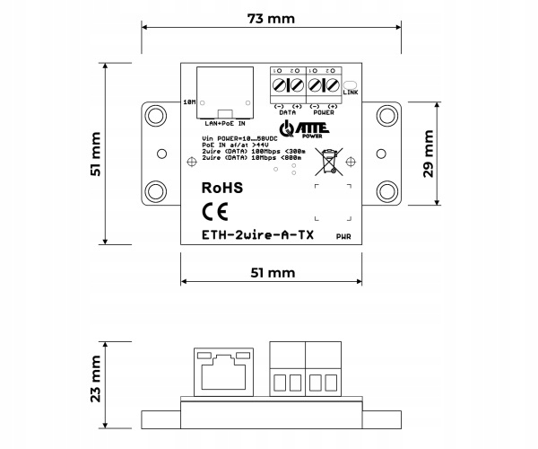 ZESTAW KONWERTERÓW UTP / 2-WIRE DO TRANSMISJI LAN+POE ETH-2WIRE-A-SET2 KOMP Kod producenta ETH-2WIRE-A-SET2