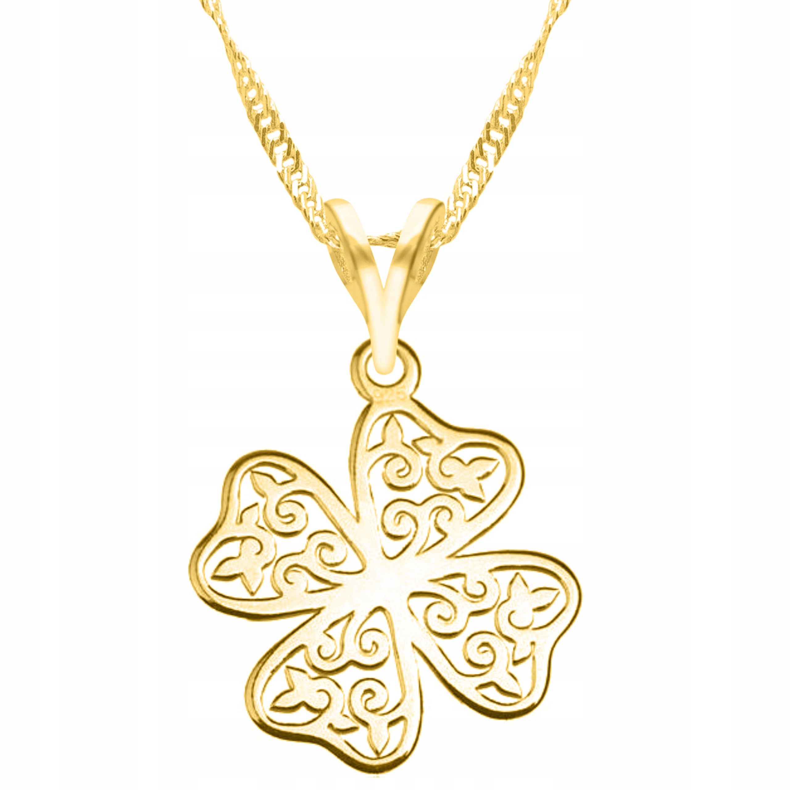 Zlatý náhrdelník s jetelem pro štěstí Čtyřlístek Čtyřlístek Stříbro 925