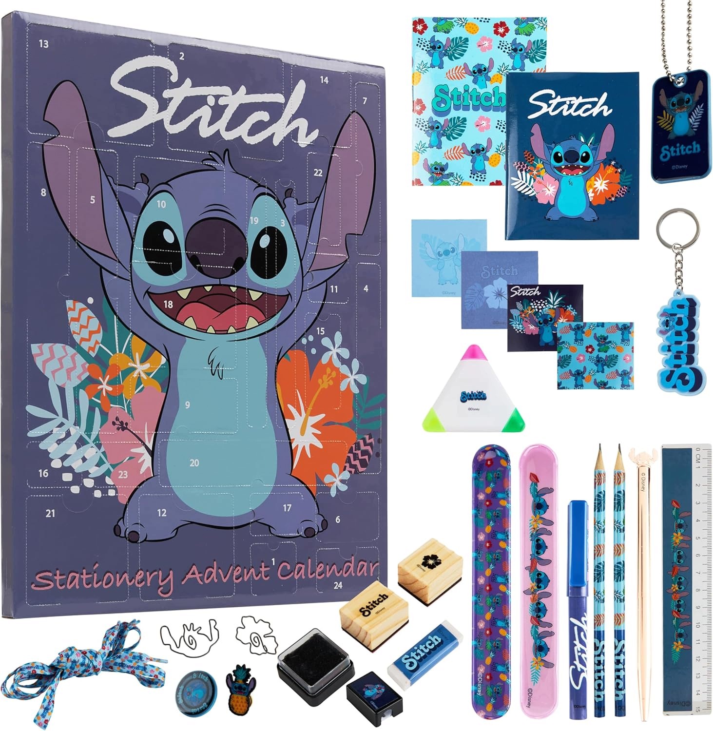 Адвент-календарь Disney Stitch 2026, ёлка, 24 сюрприза: ручки, карандаши, браслет