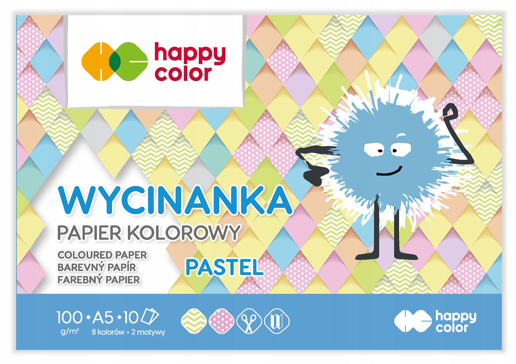 Wycinanka Blok papierów pastelowych HAPPY COLOR A5 10 kartek BŁYSZCZĄCE EAN (GTIN) 5905130041495