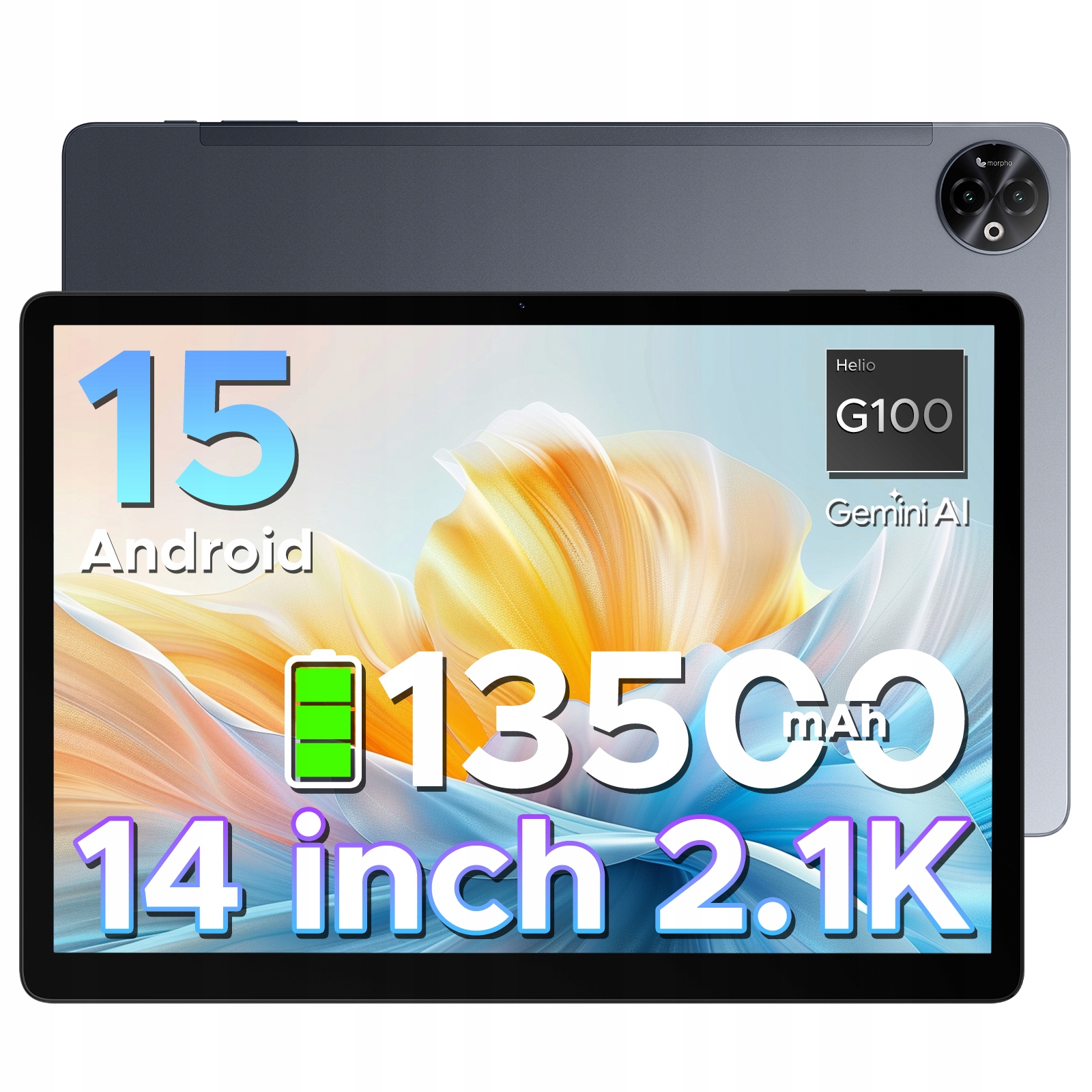 Tablet Doogee Tab E3 Max 14" 13500 mAh 8 Gb 256 Gb 4G Lte šedý Android 15