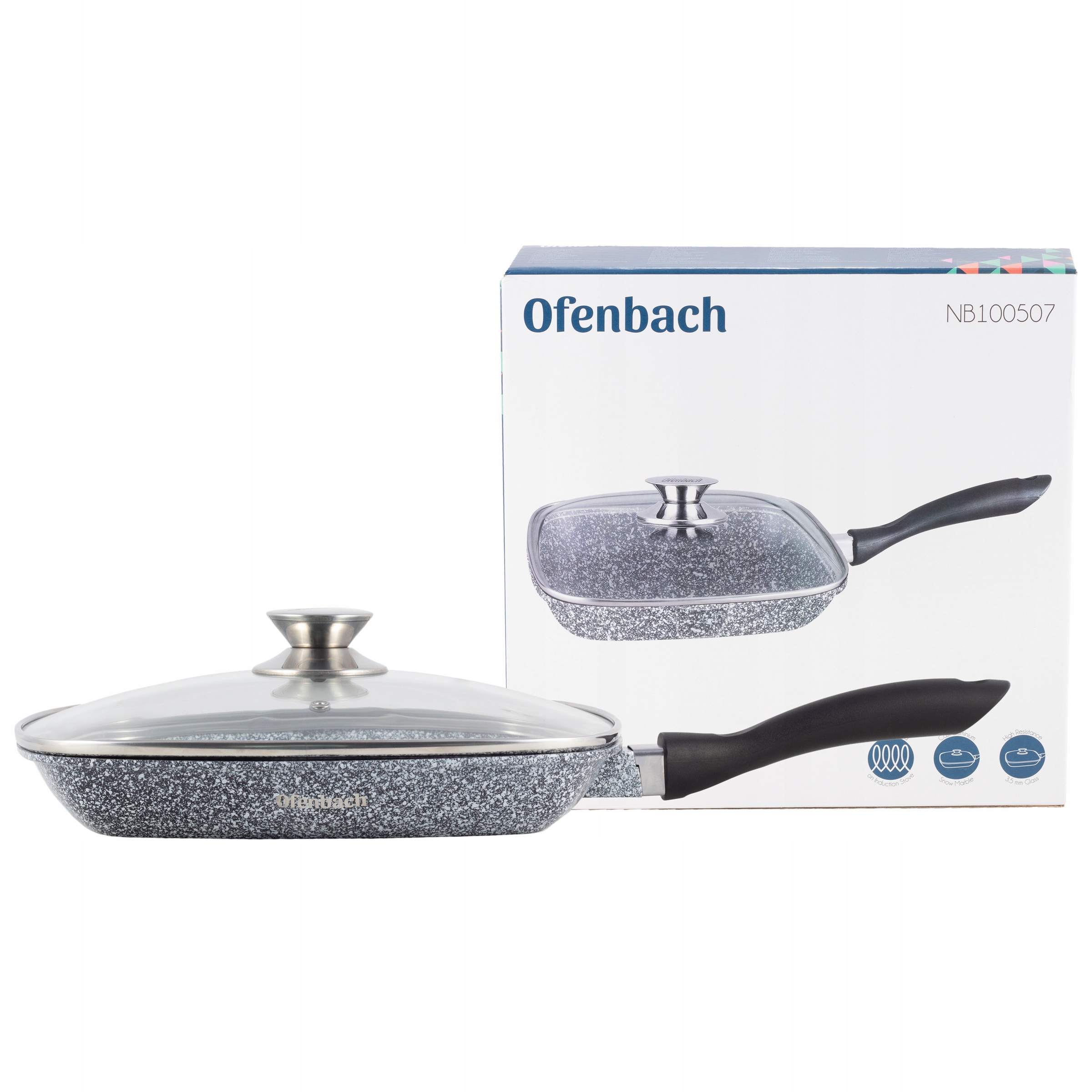 

Patelnia Grillowa Powłoka Granitowa 28CM Pokrywka