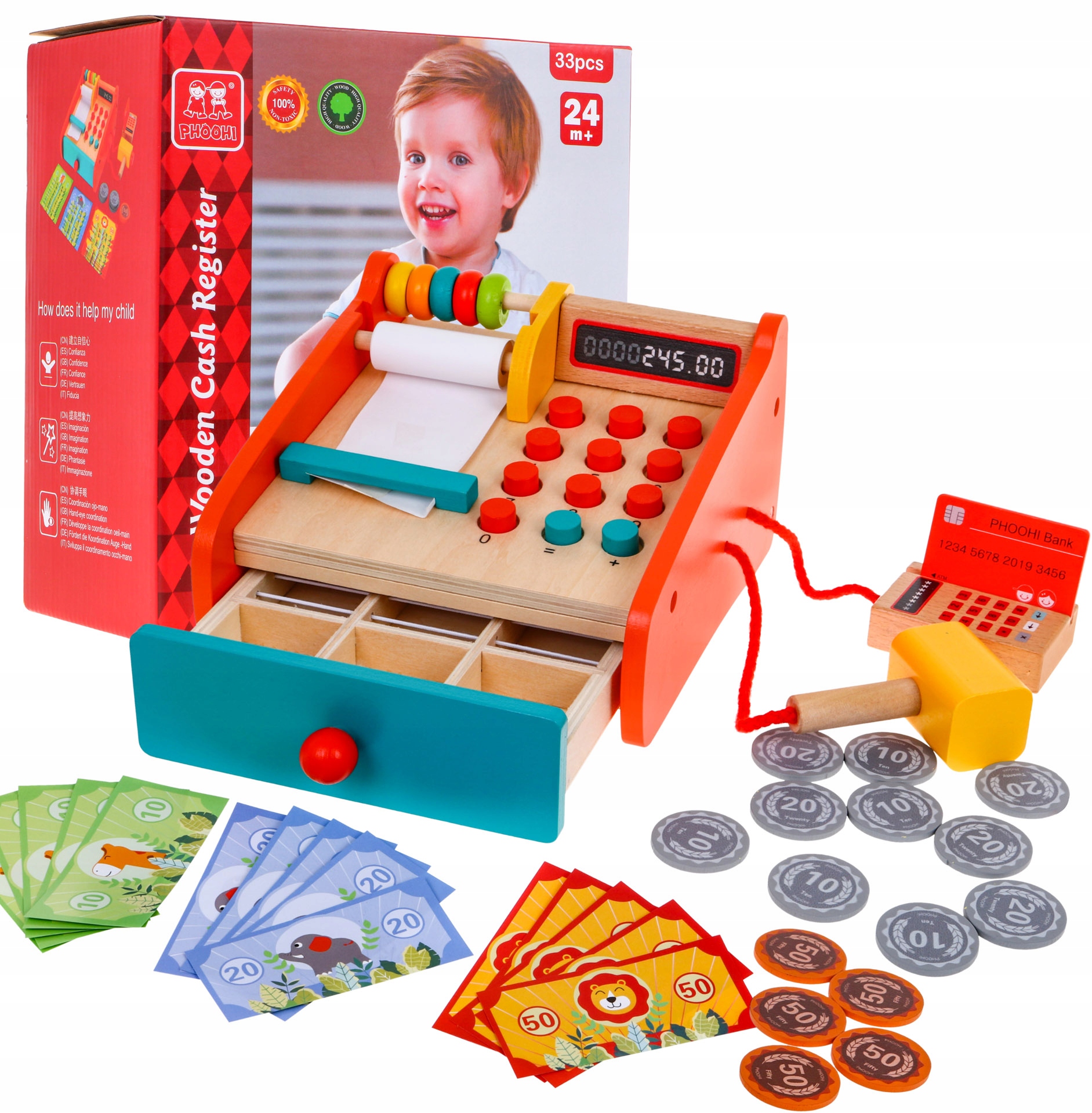 

Drewniana Kasa zabawkowa dla dzieci Banknoty