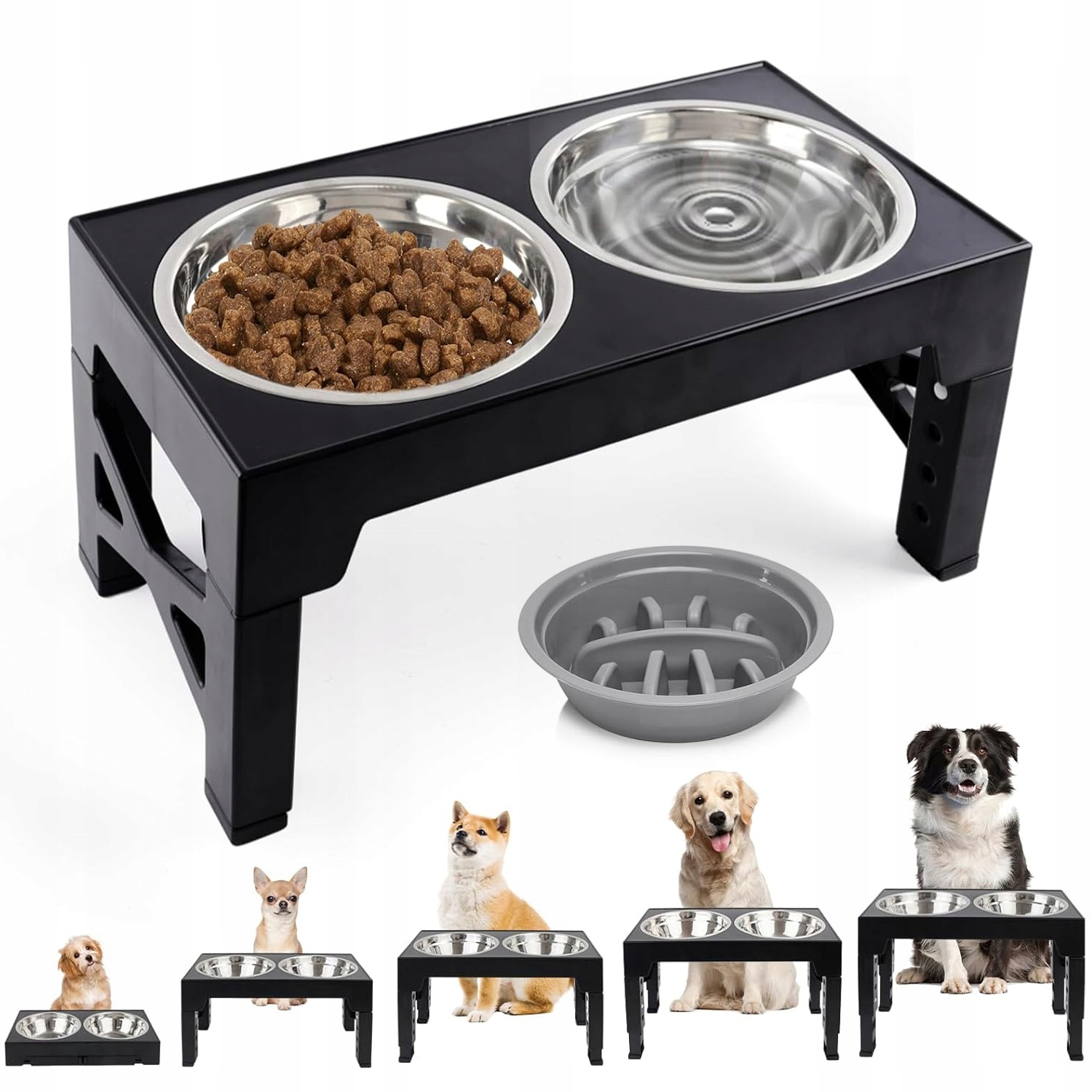 Levně Misky Na Stojanu Pro Psa Zpomalující Krmivo A Vodu 2X 1100 ML 1X 800 ML