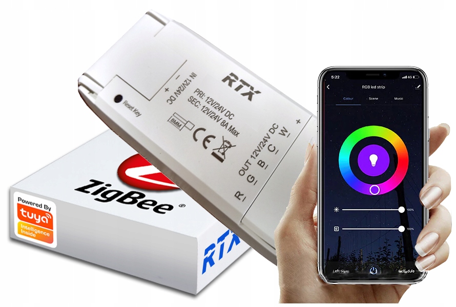 Ovladač Led 8A Rgb Cw Zigbee Tuya