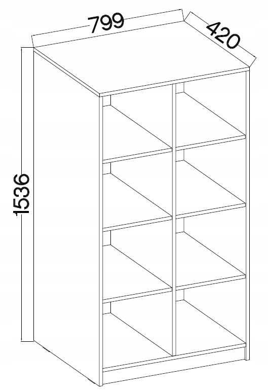 Regał wysoki otwarty meble biurowe modułowe OFFICE Wysokość mebla 153.6 cm