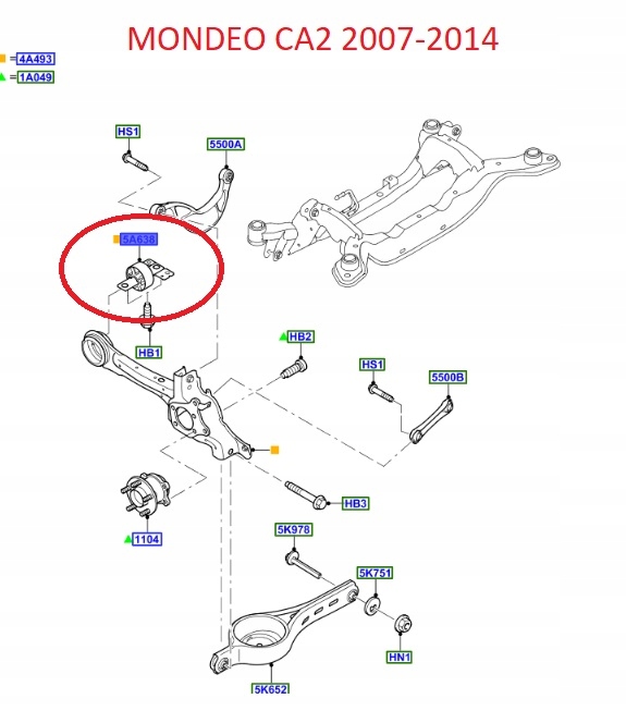 TULEJA WAHACZA TYLNEGO PRAWA MONDEO _6G91-5K896-AB Strona zabudowy lewa tył tylne lewe