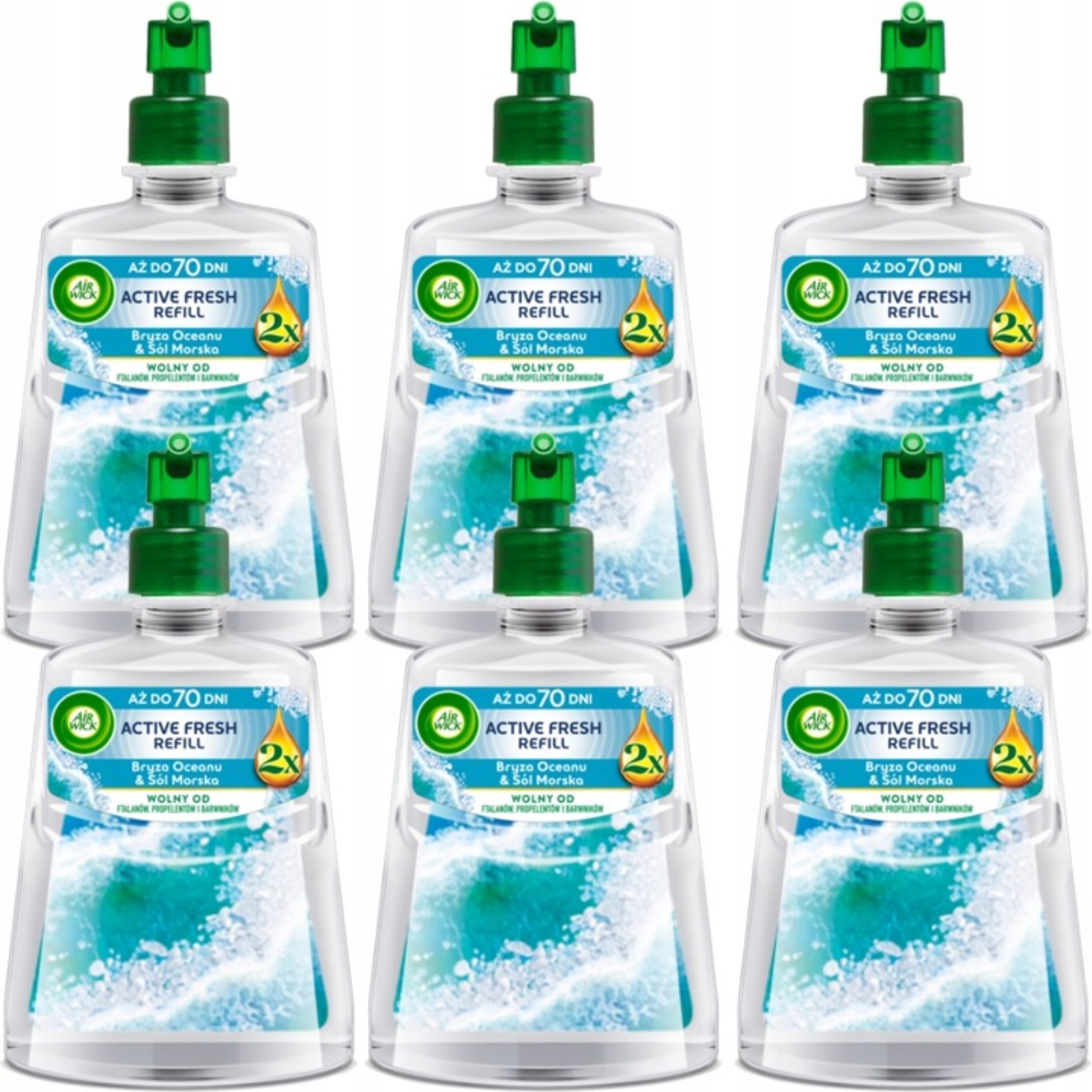 Levně Air Wick Active Fresh refill Bryza Oceanu & Mořská sůl 228 ml x6