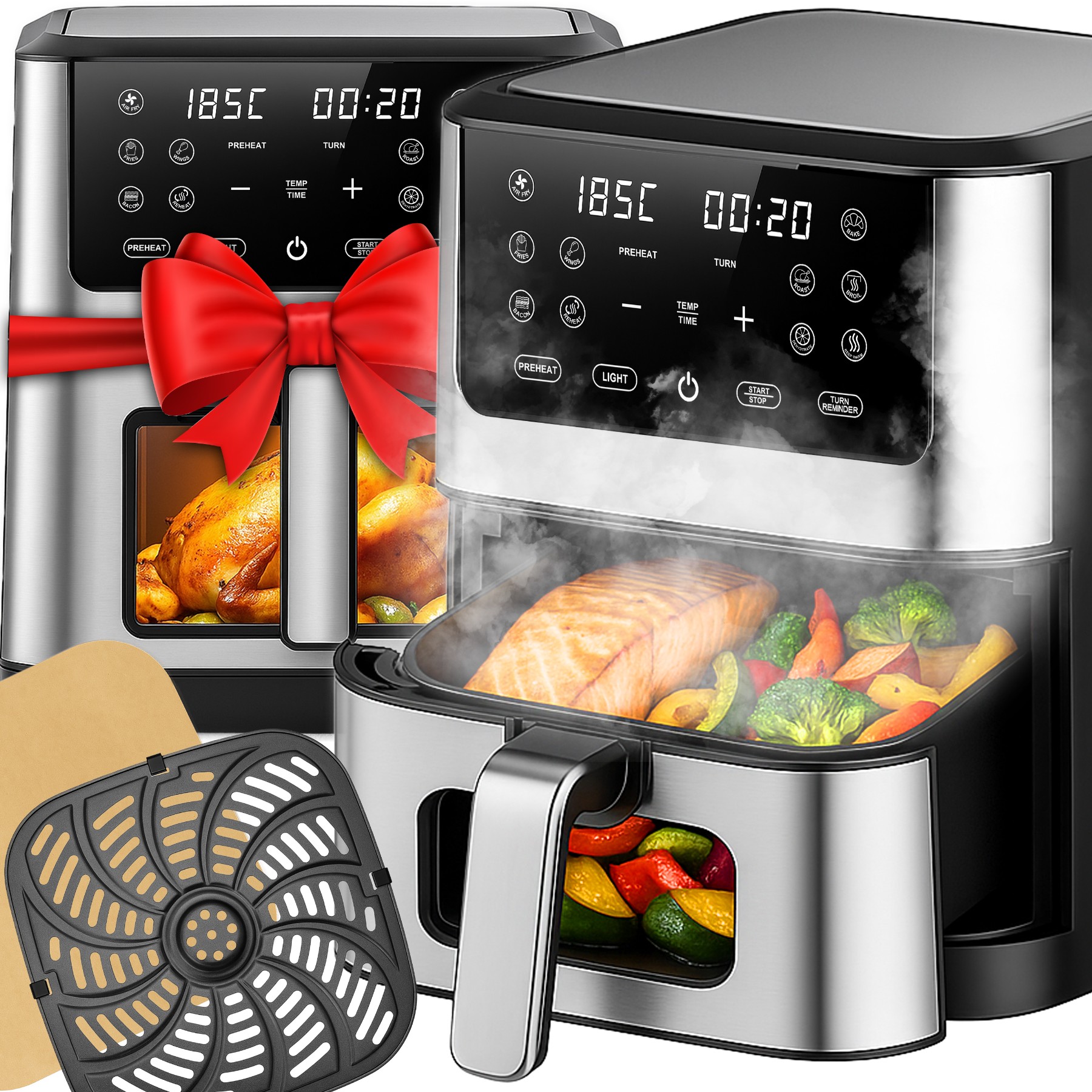 Beztuková Fritéza Airfryer Fritéza S Veľkým Výkonom Misa 8 L 12 Programov