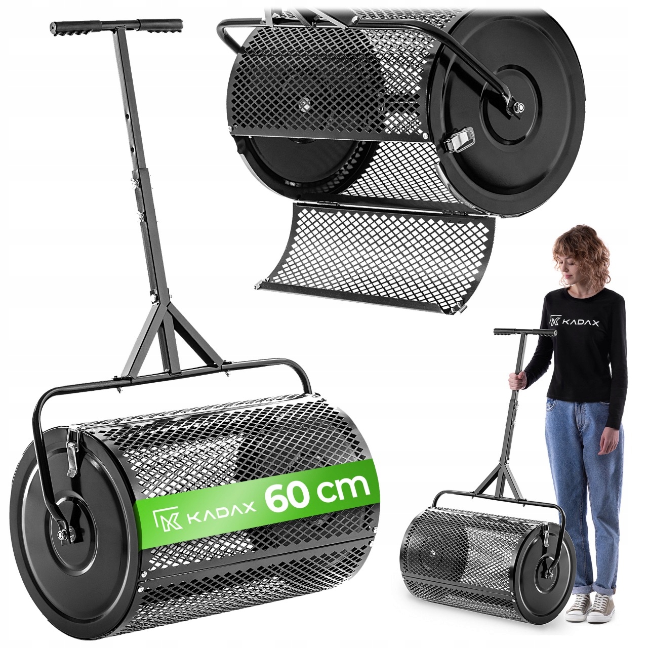 Rozmetadlo Hnojiva Kompostu Semen 60 cm Zahradní Secí Stroj Nastavitelná Rukojeť