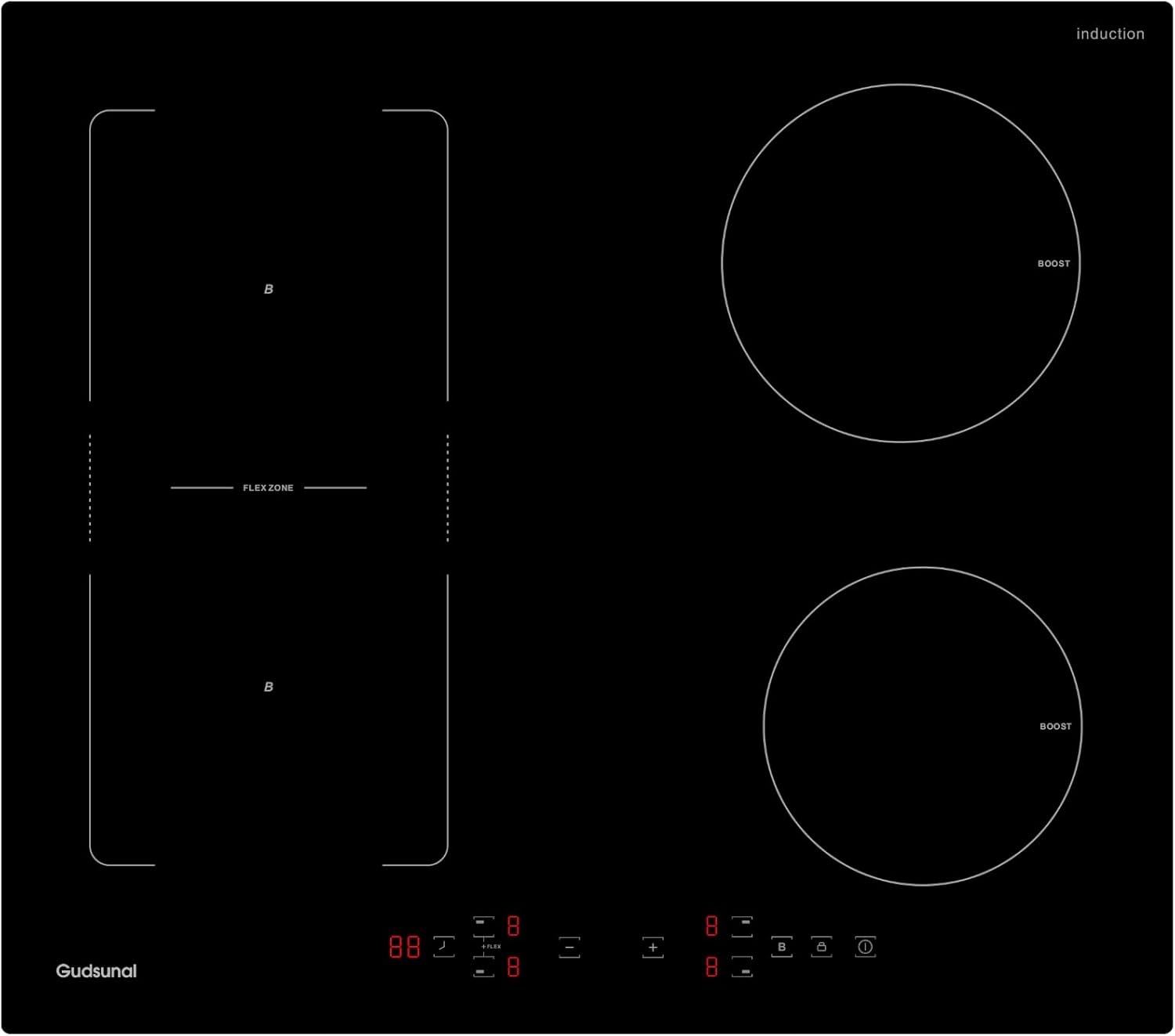 Gudsunal płyta indukcyjna 60 cm Flex Zone 7200W Booster Timer