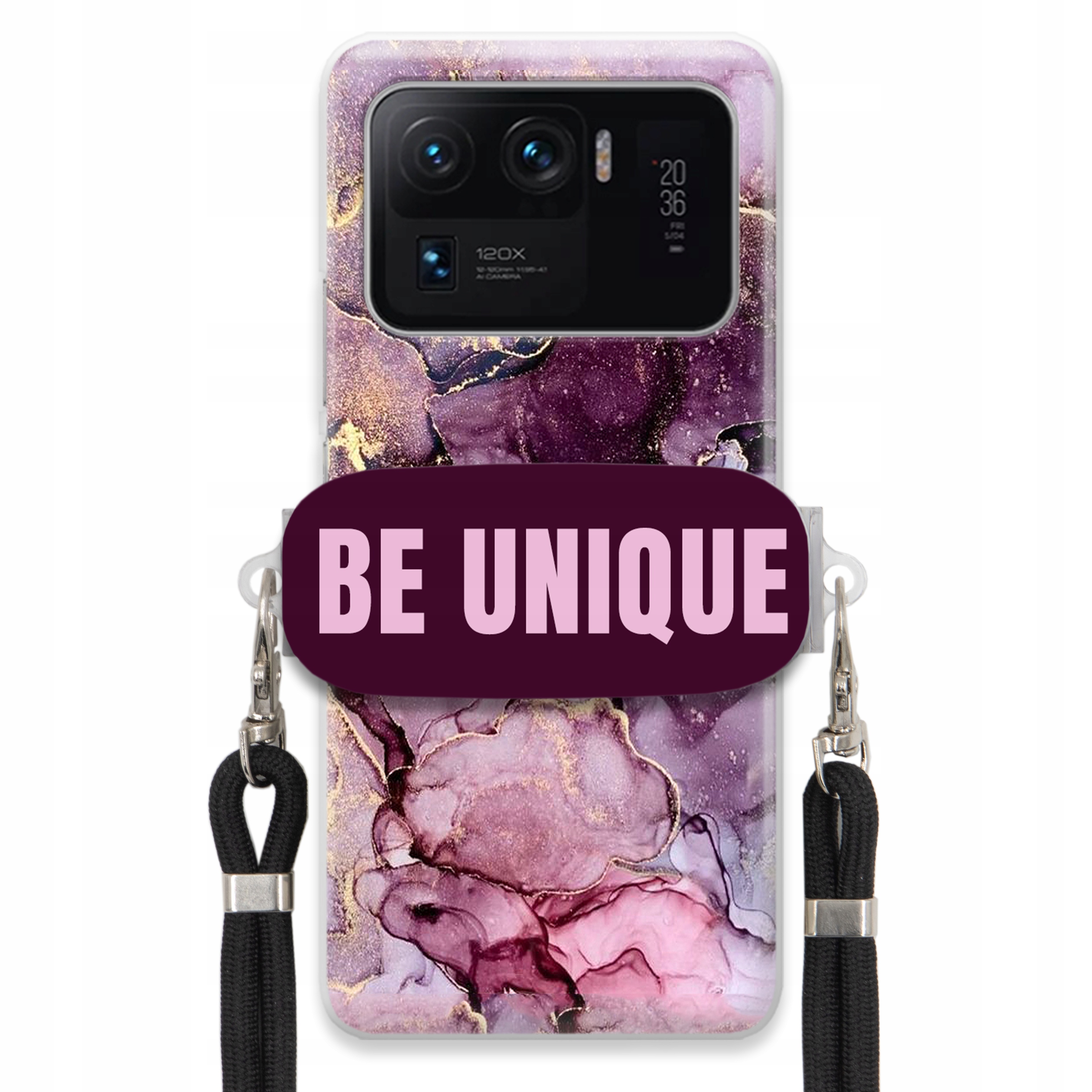 Puzdro pre Xiaomi Mi 11 Ultra Case držiak na šnúrku Čierny fialový mramor