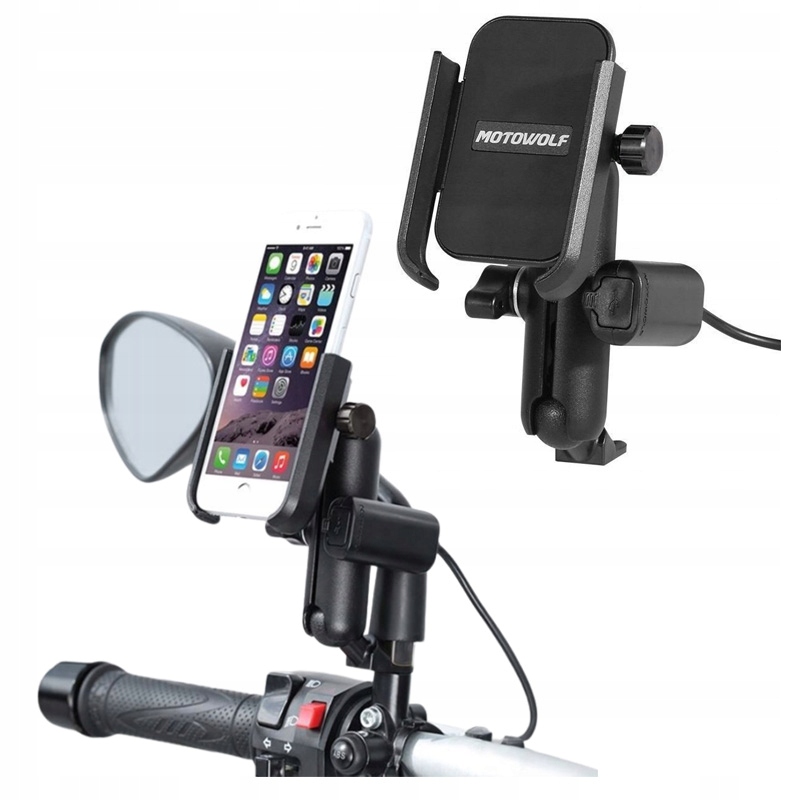 Uchwyt rowerowy motocyklowy Usb na telefon Gps Gsm PL84