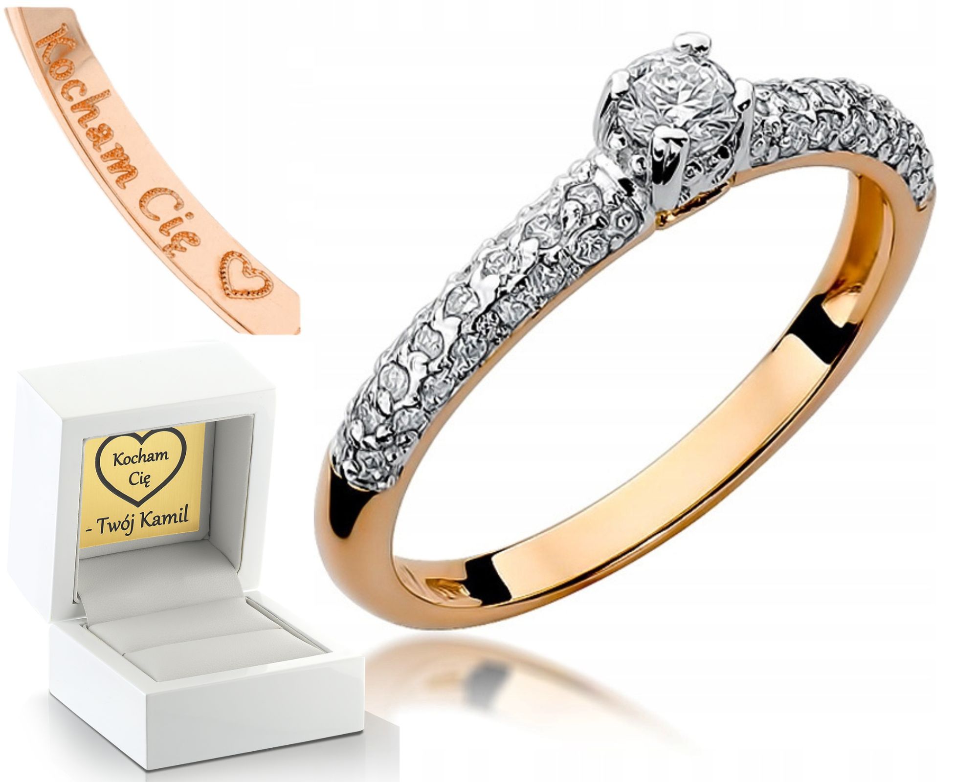 Růžové Zlato Prstýnek Brilianty 585