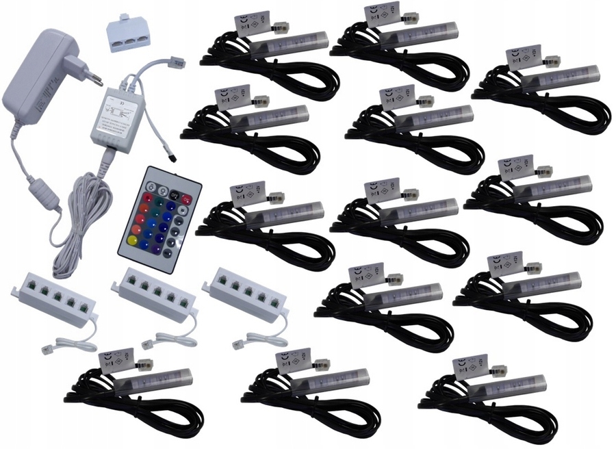 13 x Rgb Led klipy pro polic skel a klip Komplet