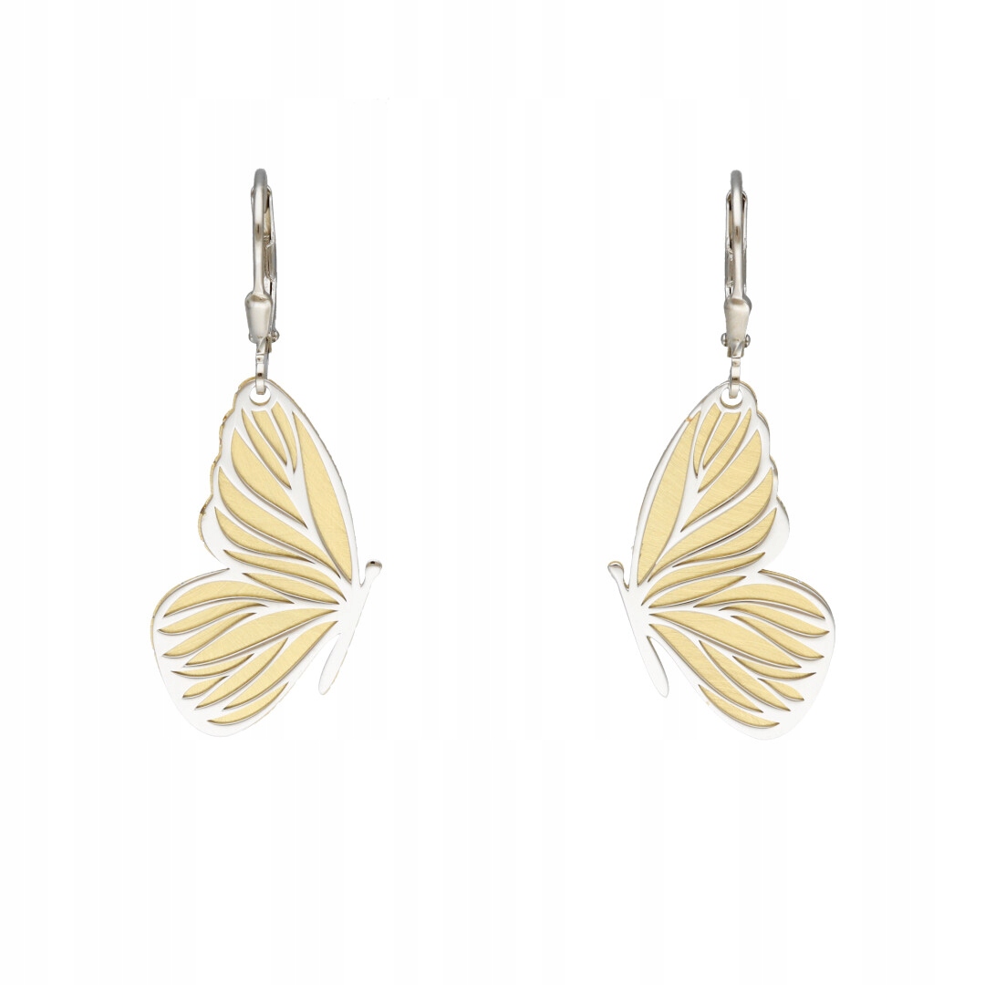 Náušnice motýli satinované stříbro pozlacené