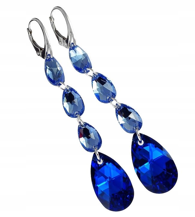 Dlouhé Krystaly Náušnice Blue Gloss Stříbro Arande