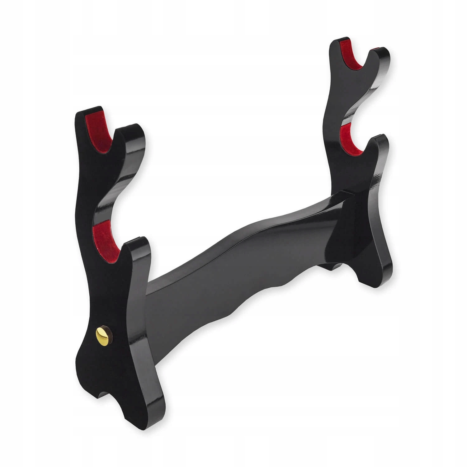 Luxusní dvoupatrový stojan na meče z přírodního masivu, černý lesk