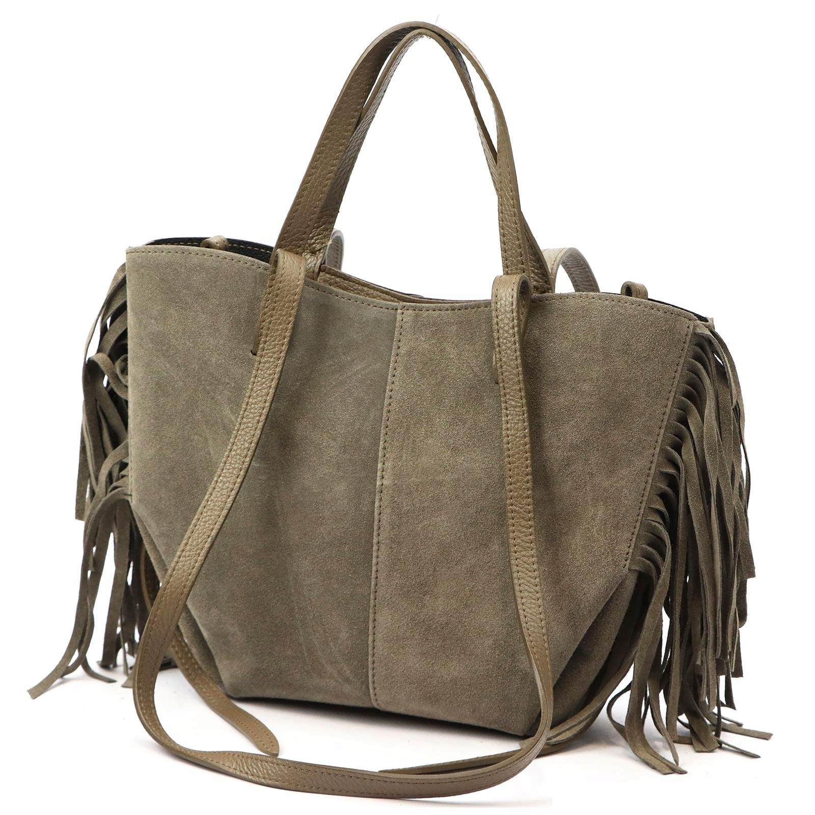 Dámská kožená kabelka přes rameno hnědá s třásněmi Luka