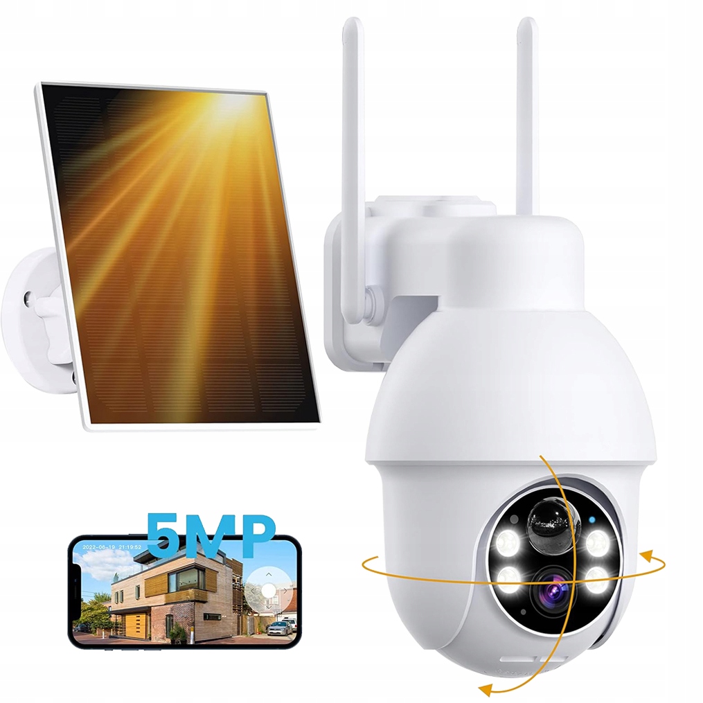 Kamera Zewnętrzna Solarna Smart Obrotowa Ip Qhd Wifi 5MPx 4xZOOM na 5000mAh