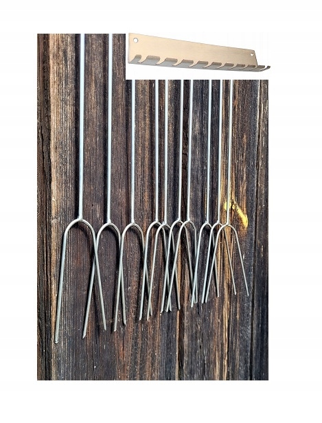 Vidličky 6 mm Celé nerezové 140 cm 10 kusov vidličky na klobásu s vešiakom