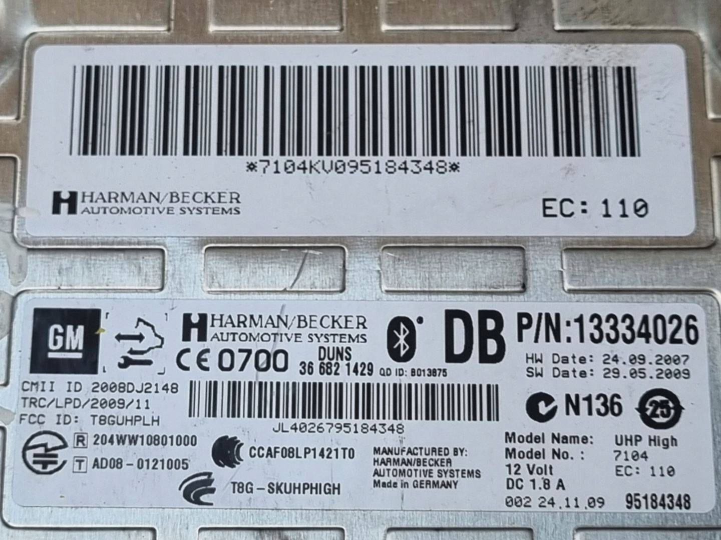 Bedienteil Bluetooth Opel Astra J 2009 13334026