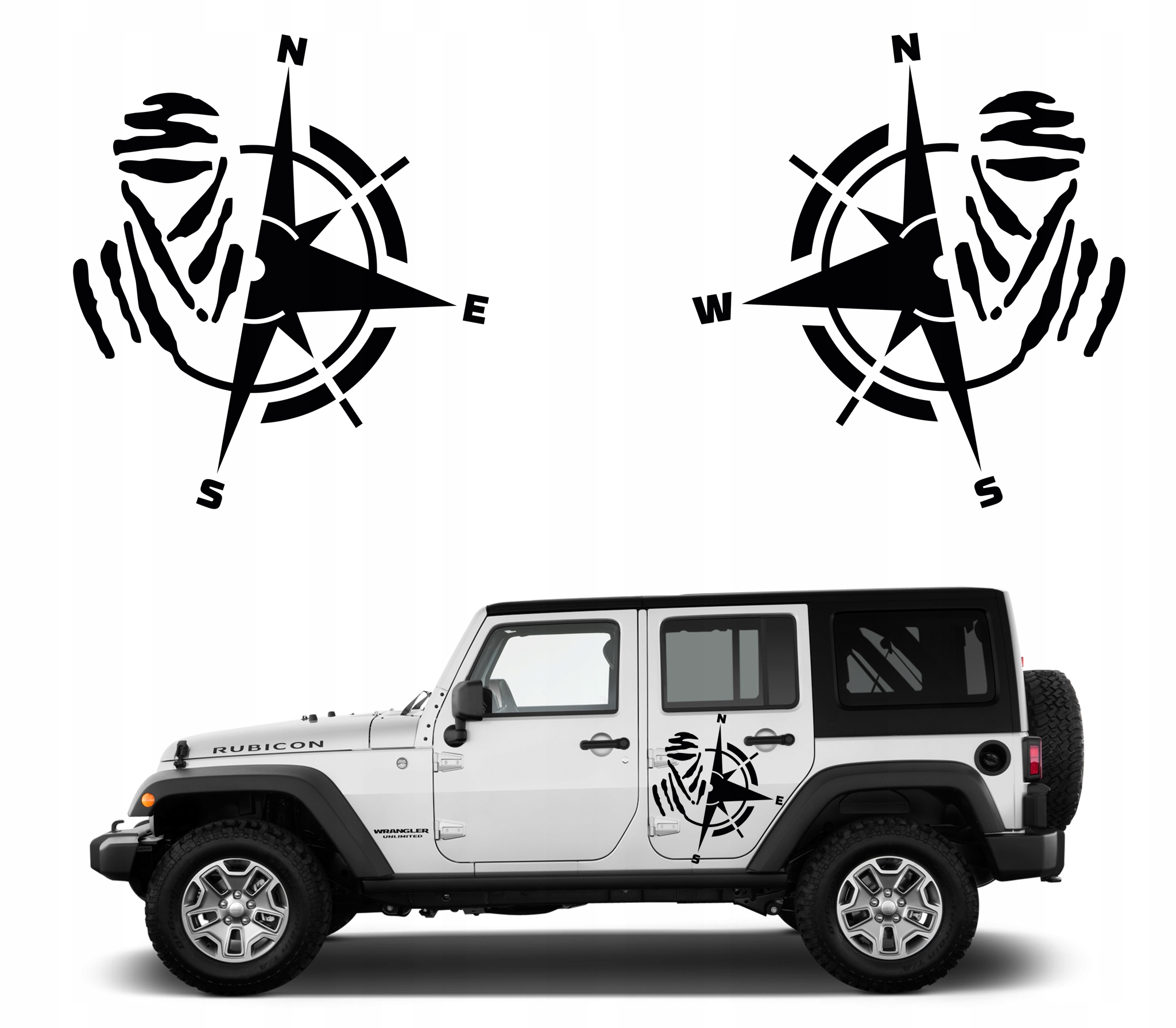 Samolepka na auto Jeep Růže Větrů 49x43 2ks