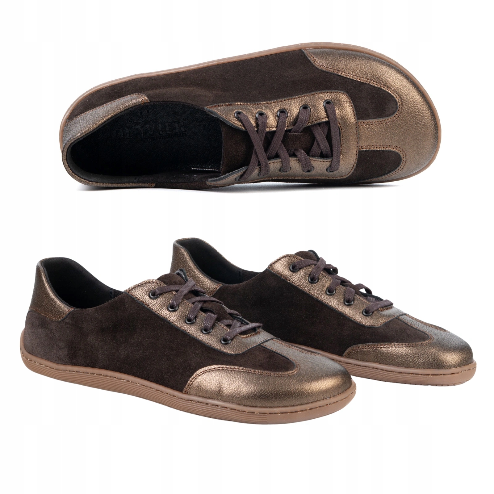 Dámské kožené barefootové boty 0744W hnědé s širokou špičkou, bez drop 36