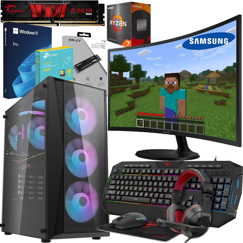 Zestaw Komputer Ryzen 7|Radeon Rx Vega |16GB|1000GB|SAMSUNG|Windows 11 Pro