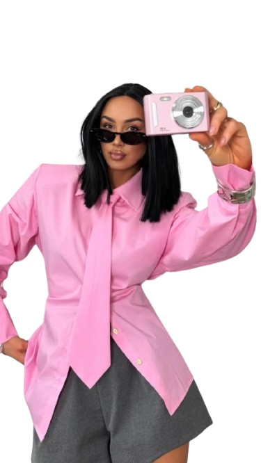 Košile s kravatou Pink Chic La Milla U Cukrově růžová