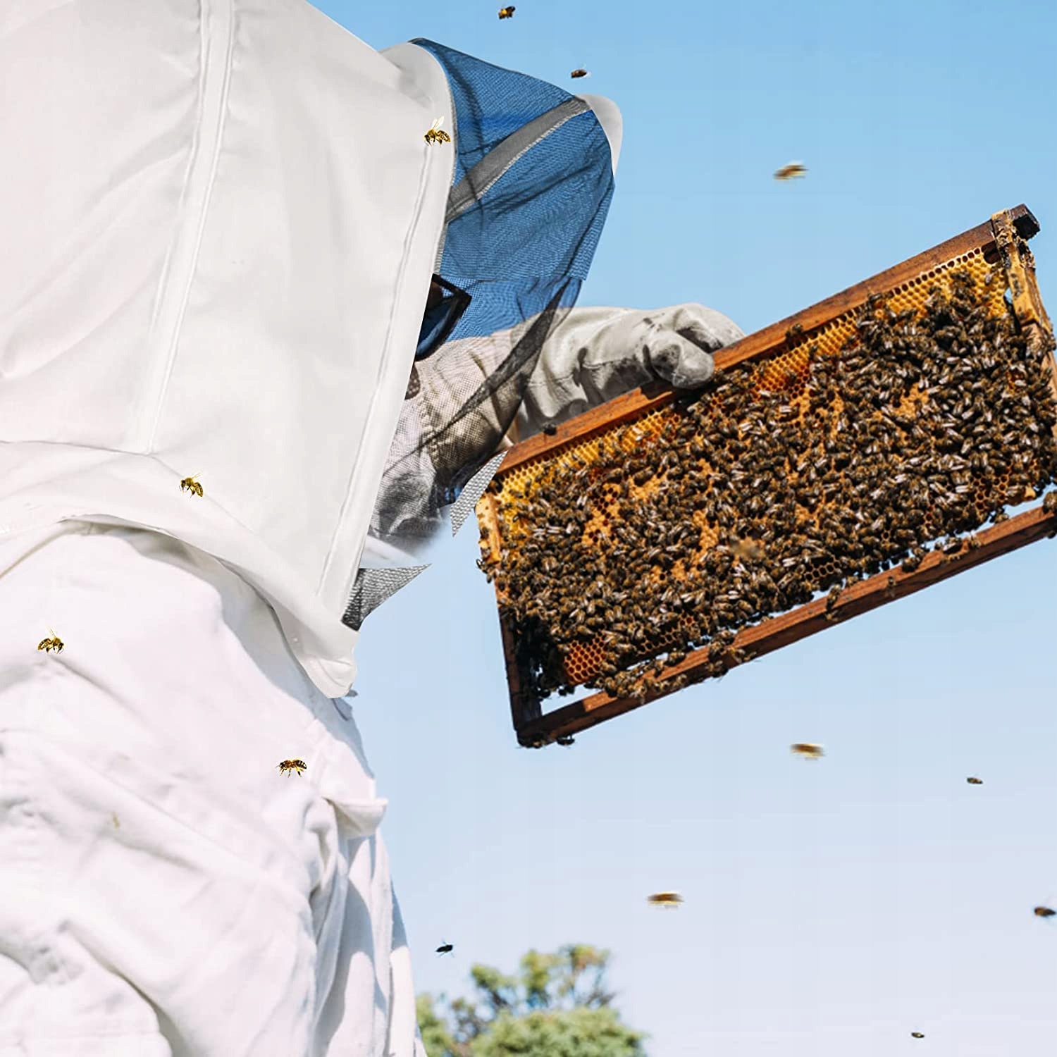 KOMBINEZON PSZCZELARSKI BLUZA PSZCZELARSKA XL Z KAPELUSZ + XXL RĘKAWICE Waga produktu z opakowaniem jednostkowym 0.89 kg