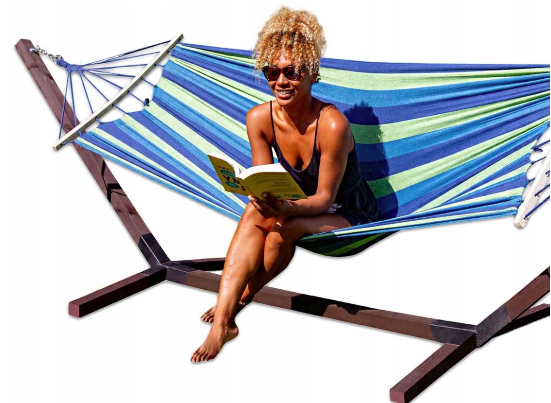 ZESTAW STELAŻ IMPREGNOWANY + HAMAK DWUOSOBOWY - Comfort Zone do 200 kg