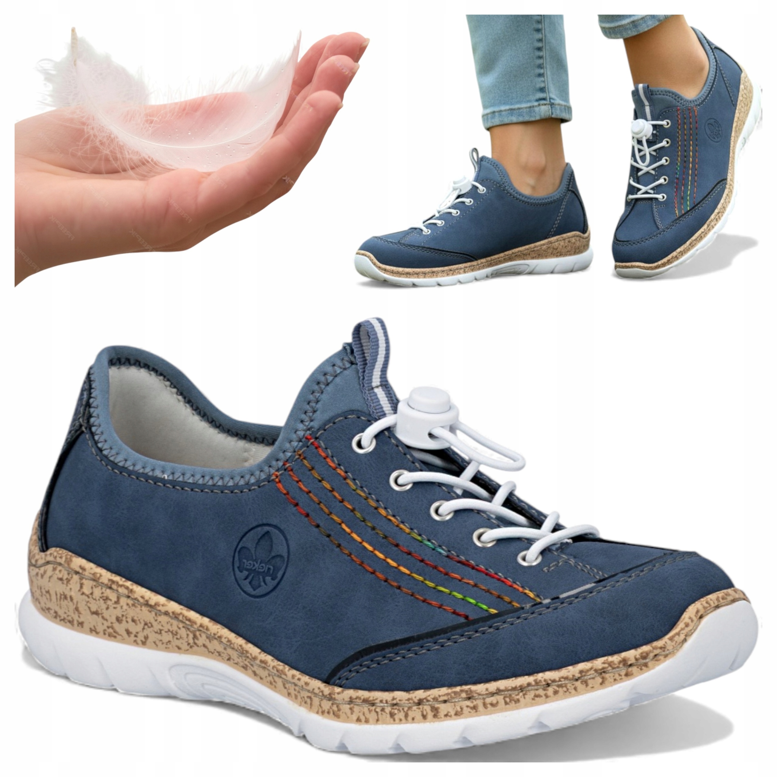 Rieker Dámské polobotky 39 Sportovní boty na jaro, zasouvací, lehké, modré