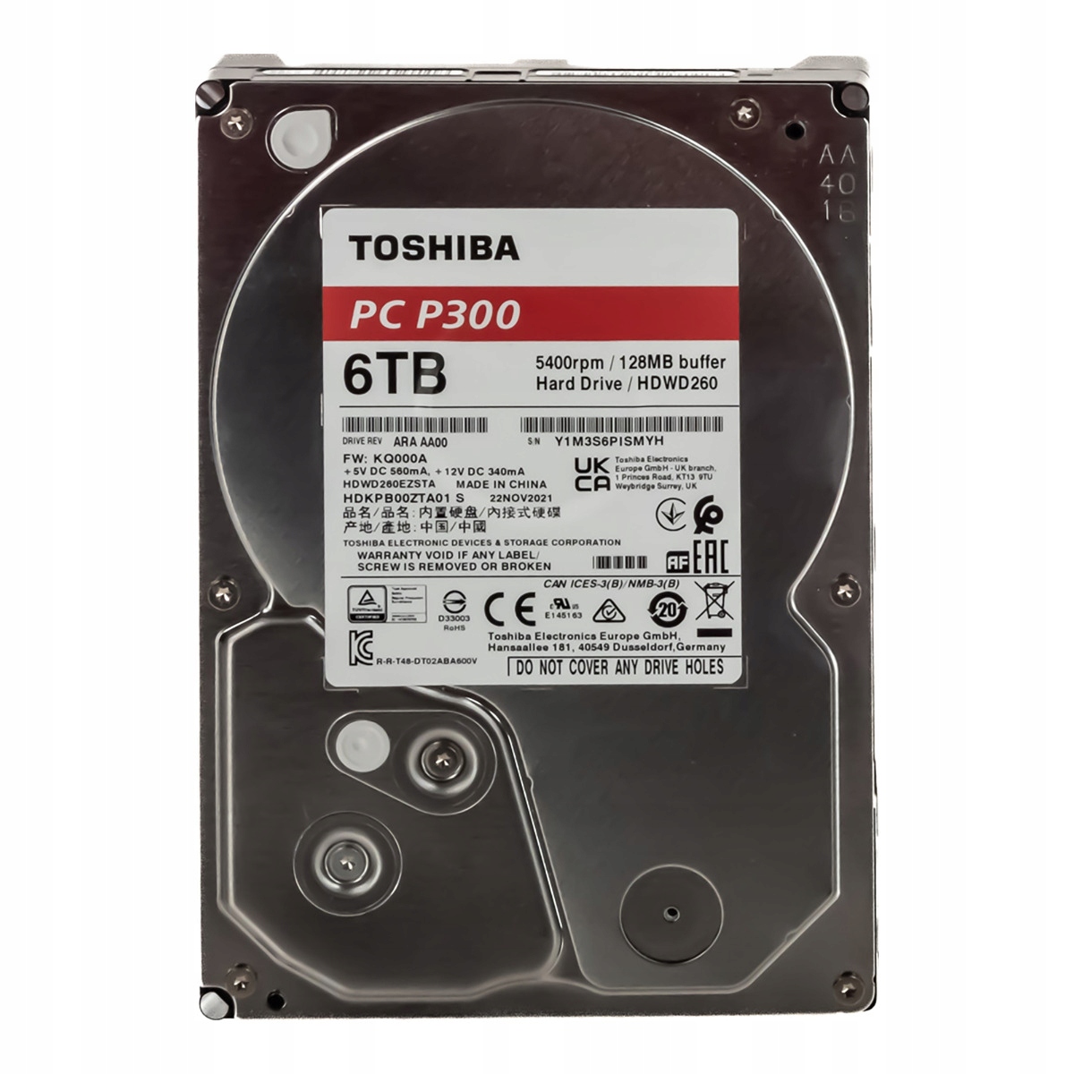 Toshiba Pc P300 6TB 5.4K 128MB Sata III 3.5'' HDWD260EZSTA