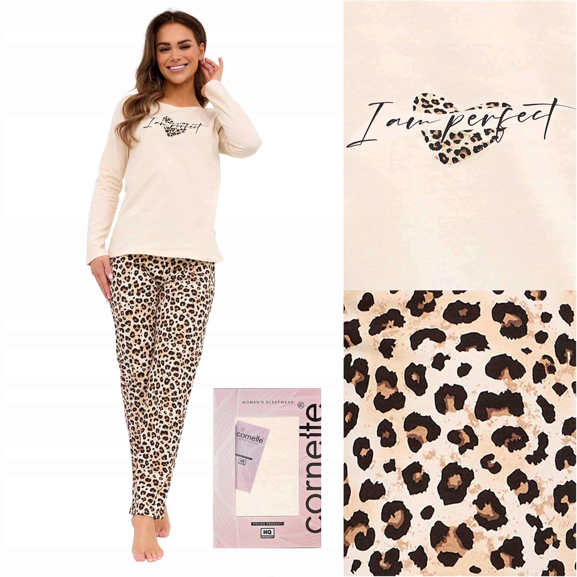 Piżama damska bawełniana dwuczęściowa długi rękaw Cornette 655/439 L