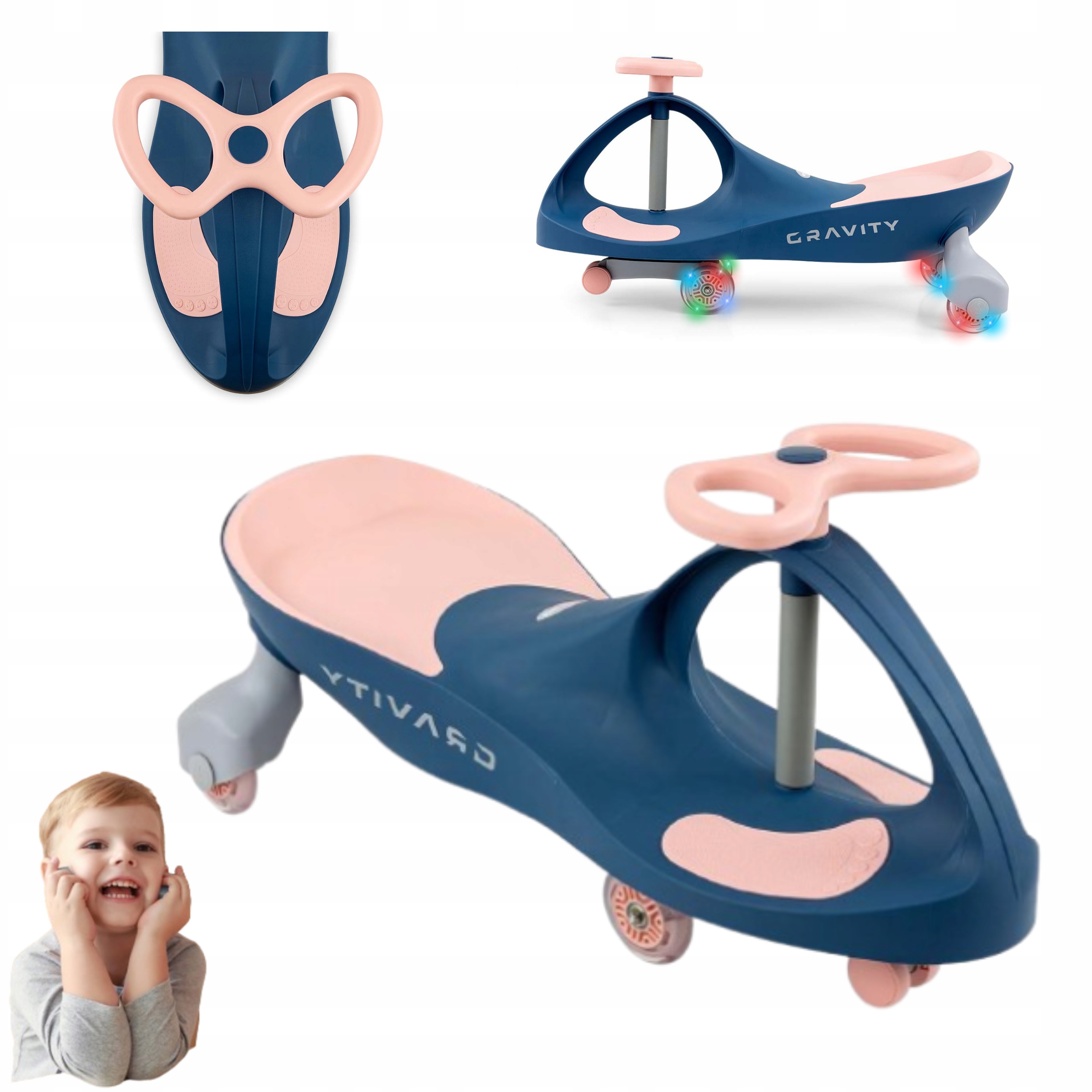 Jeździk Grawitacyjny Gravity Jeździdełko Navy Pink Milly Mally